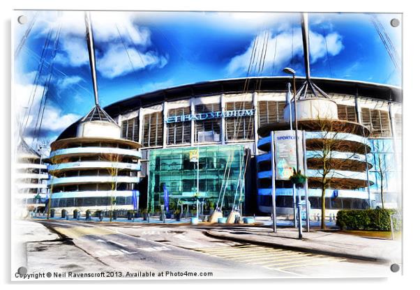 The Etihad Stadium Acrylic by Neil Ravenscroft