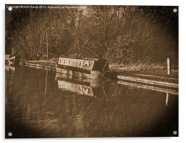 Vintage canal narrowboat duckett Acrylic by Avril Harris