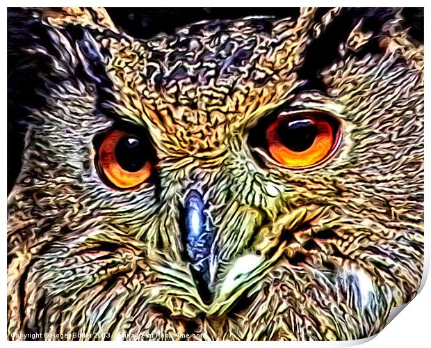 Metallic Owl Print by Roger Butler