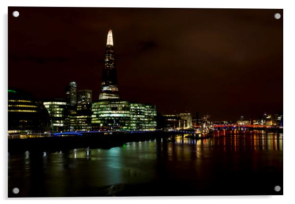 The River Thames at Night Acrylic by David Pyatt