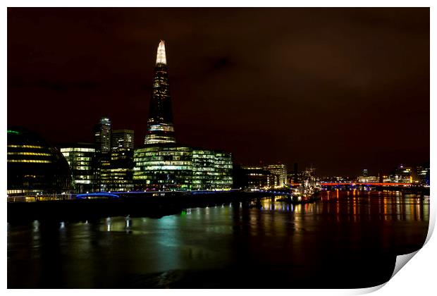 The River Thames at Night Print by David Pyatt