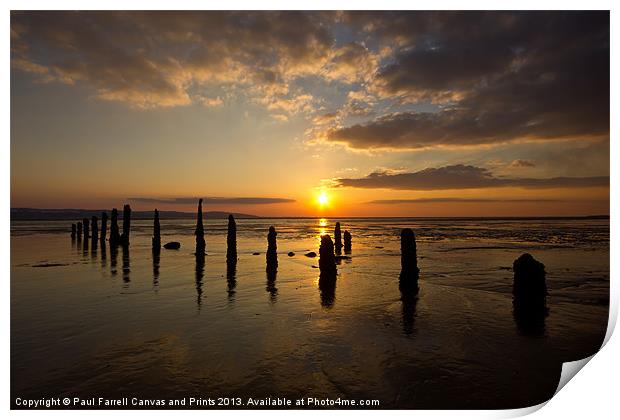 Caldy beach sunset Print by Paul Farrell Photography