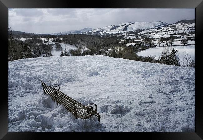 Snow Park Bench Framed Print by Ian Mitchell