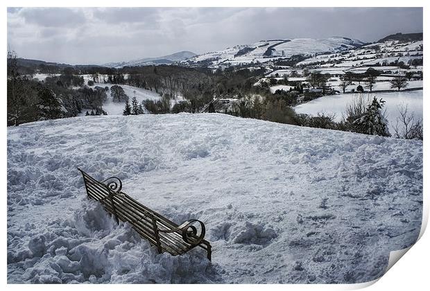 Snow Park Bench Print by Ian Mitchell