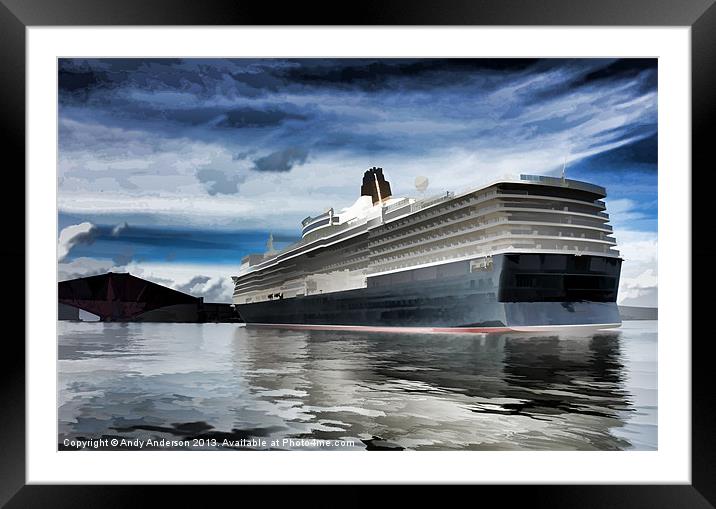 Liner Queen Elizabeth near Edinburgh Framed Mounted Print by Andy Anderson