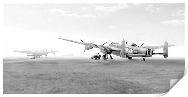 Lancasters on dispersal sketch version Print by Gary Eason