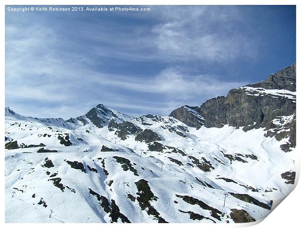 Snowy Mountains at Cauterets Print by Keith Robinson