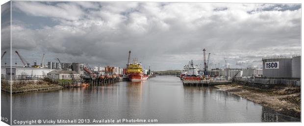 View from Victoria Bridge, Torry Canvas Print by Vicky Mitchell