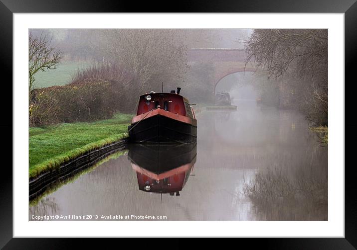 Mystical Barge on the Canal Framed Mounted Print by Avril Harris