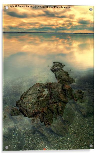 Rock and Sunset Acrylic by Robert Pettitt