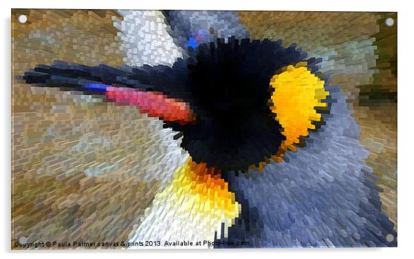 Abstract  King penguin! Acrylic by Paula Palmer canvas