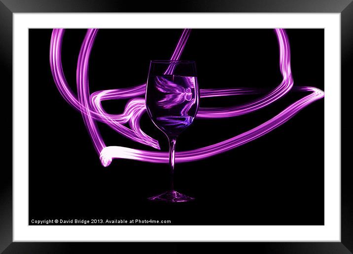 Glass with Purple Swirl Framed Mounted Print by David Bridge