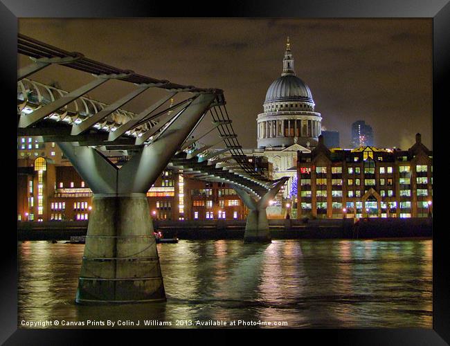 St Pauls Catherderal And Millenium Footbridge Framed Print by Colin Williams Photography