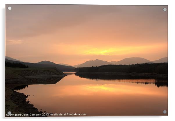 Dawn, Loch Laggan. Acrylic by John Cameron