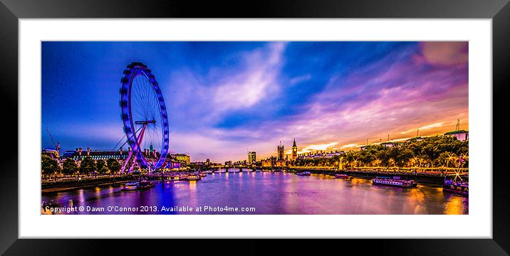 London at Night Framed Mounted Print by Dawn O'Connor