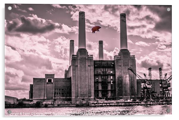 Pink Floyd Pig at Battersea Acrylic by Dawn O'Connor