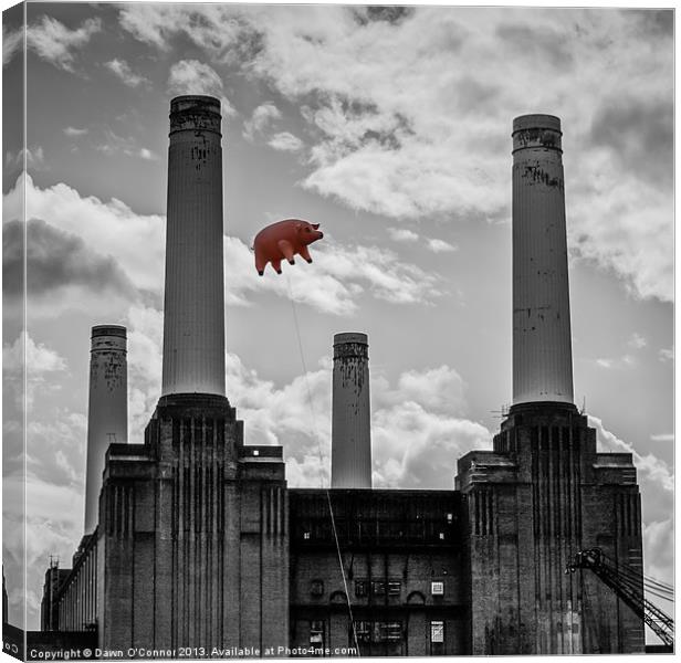 Pink Floyd Pig at Battersea Canvas Print by Dawn O'Connor