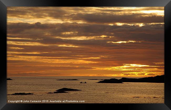 Sunset from Traigh,Arisaig. Framed Print by John Cameron