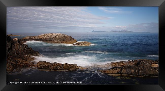 Coastal view from Smirisary. Framed Print by John Cameron