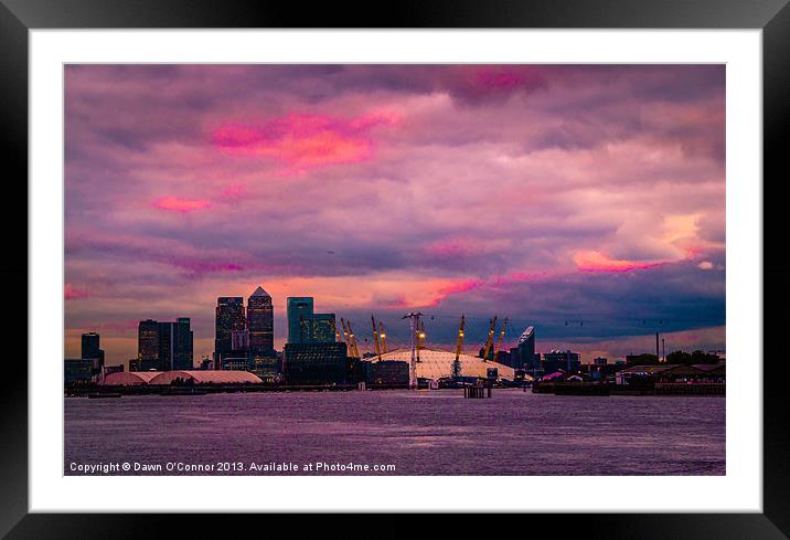 Docklands and O2 Arena Framed Mounted Print by Dawn O'Connor