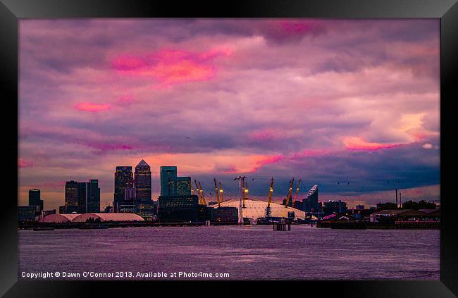 Docklands and O2 Arena Framed Print by Dawn O'Connor