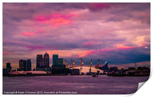 Docklands and O2 Arena Print by Dawn O'Connor