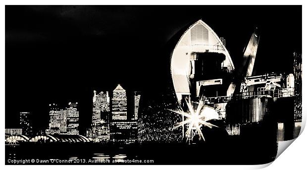 Thames Barrier and Docklands Print by Dawn O'Connor