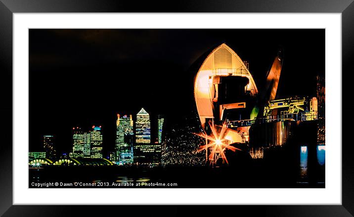 Thames Barrier and Docklands Framed Mounted Print by Dawn O'Connor