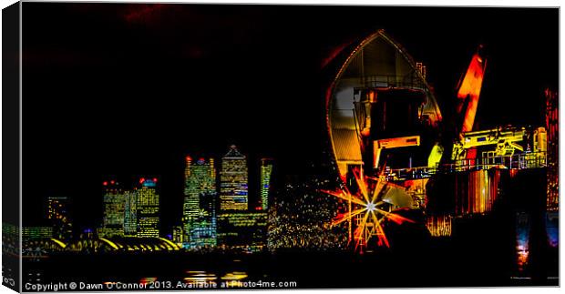 Docklands and Thames Barrier Canvas Print by Dawn O'Connor