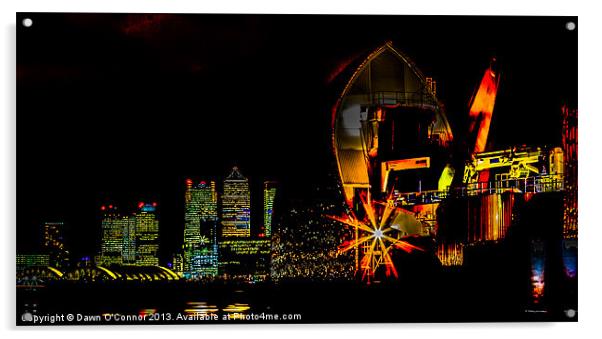 Docklands and Thames Barrier Acrylic by Dawn O'Connor