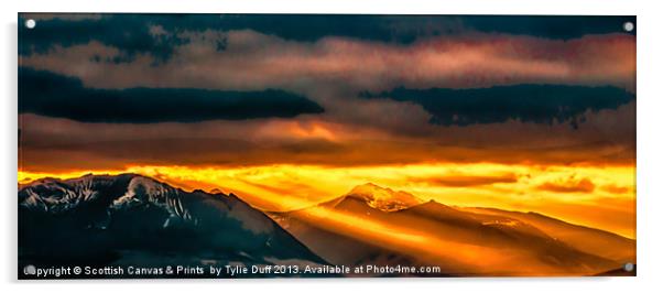 Fiery Arran Sunset Acrylic by Tylie Duff Photo Art