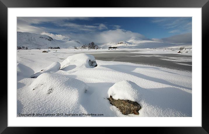 Rannoch Moor in winter. Framed Mounted Print by John Cameron