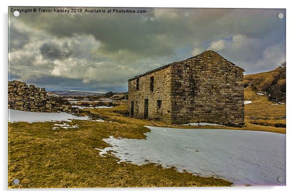 Swaledale Stone Barn Yorks Dales Acrylic by Trevor Kersley RIP