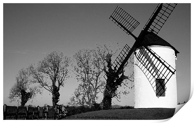 Sail shadow on Ashton windmill Print by Paula Palmer canvas