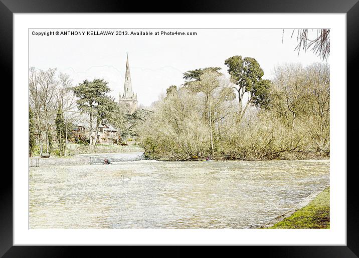 STRATFORD UPON AVON PENCIL PICTURE Framed Mounted Print by Anthony Kellaway