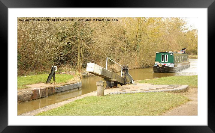 APPROACHING THE LOCK Framed Mounted Print by Anthony Kellaway