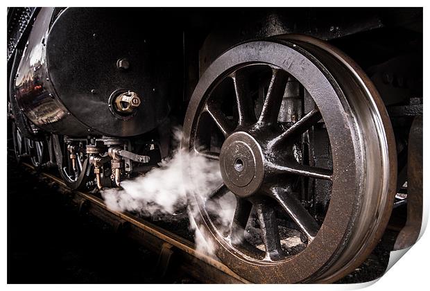 Steel Wheel and Steam valves Print by Oxon Images