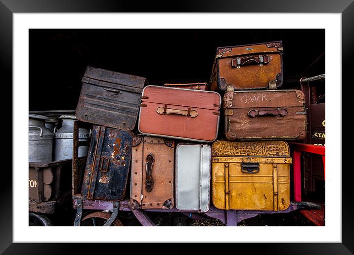 Suitcases in Rail Station Framed Mounted Print by Oxon Images