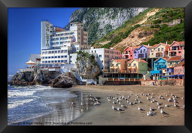 Caleta Hotel At Catalan Bay Gibraltar Framed Print by Wight Landscapes