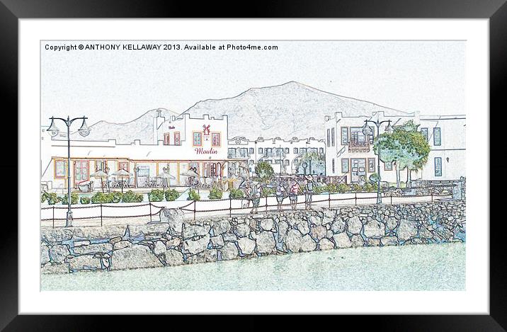 Restaurants in Rubicon Harbour Framed Mounted Print by Anthony Kellaway