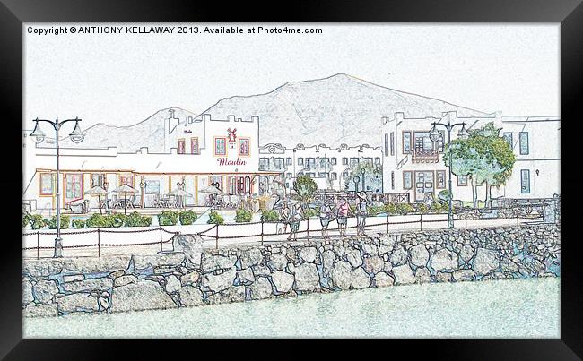 Restaurants in Rubicon Harbour Framed Print by Anthony Kellaway