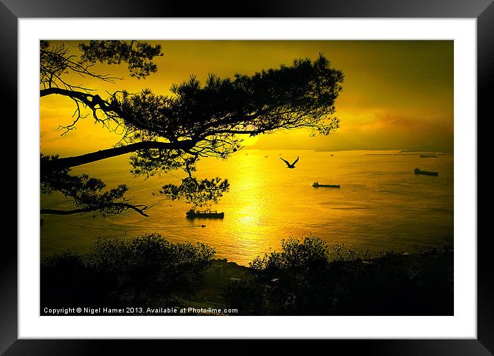 Golden Sunset Gibraltar Framed Mounted Print by Wight Landscapes