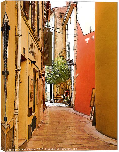 Streets of old St Tropez 2 Canvas Print by Rod Ohlsson