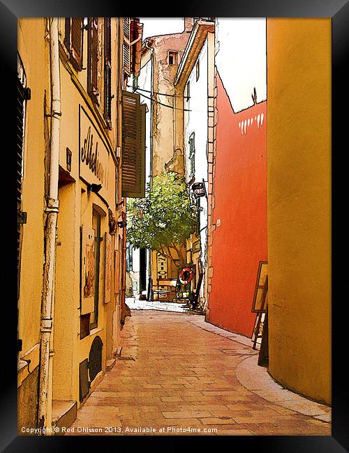 Streets of old St Tropez 2 Framed Print by Rod Ohlsson