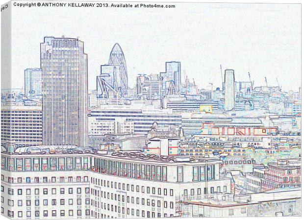 LONDON SKYLINE DRAWING Canvas Print by Anthony Kellaway
