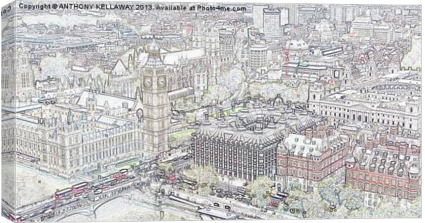 BIG BEN LONDON DRAWING Canvas Print by Anthony Kellaway