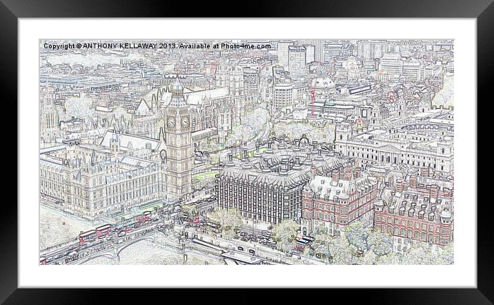 BIG BEN LONDON DRAWING Framed Mounted Print by Anthony Kellaway