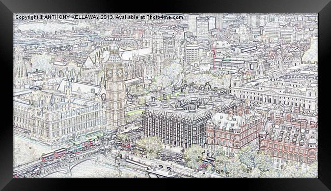 BIG BEN LONDON DRAWING Framed Print by Anthony Kellaway