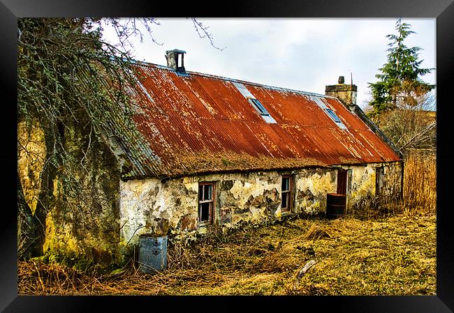 Deserted Highland Croft with red roof Framed Print by Jacqi Elmslie