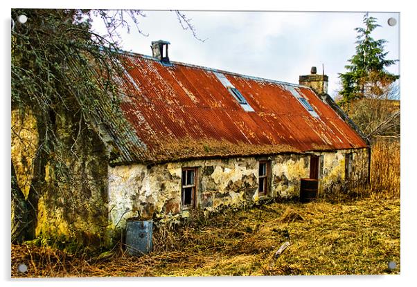 Deserted Highland Croft with red roof Acrylic by Jacqi Elmslie